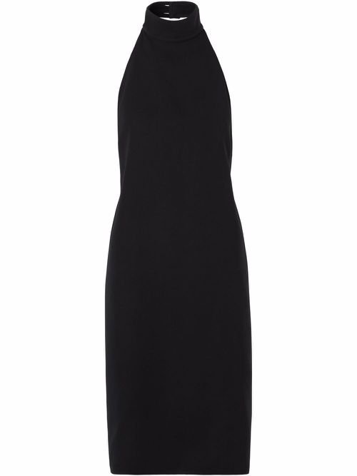 Funnel-neck silk bib dress - Black
