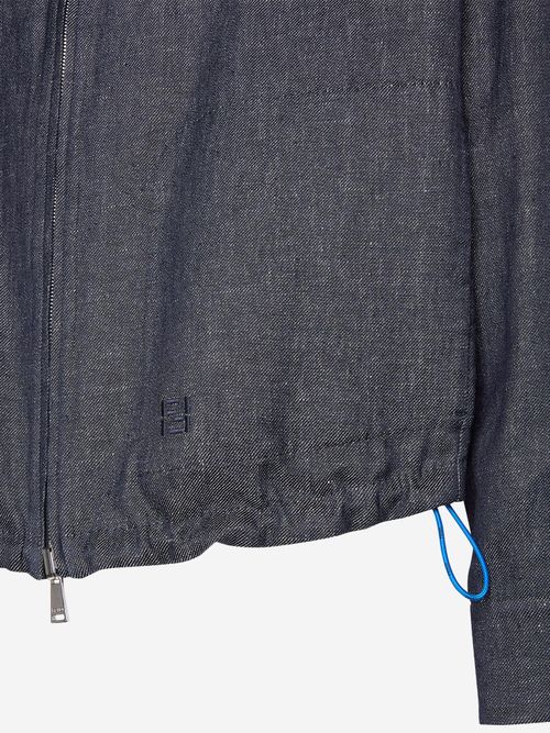 Reversible Linen-Cotton Blend Jacket — Navy