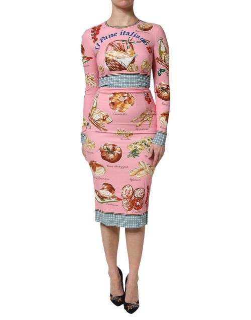Pastry-Print Silk Dress — Pink