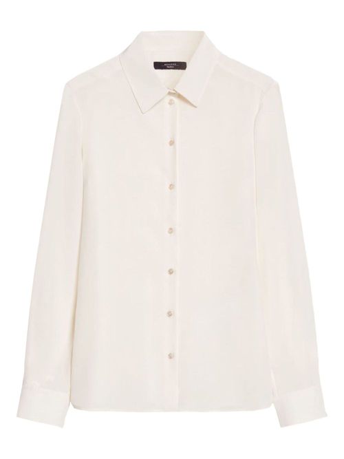 Point-collar gathered-cuff shirt - White