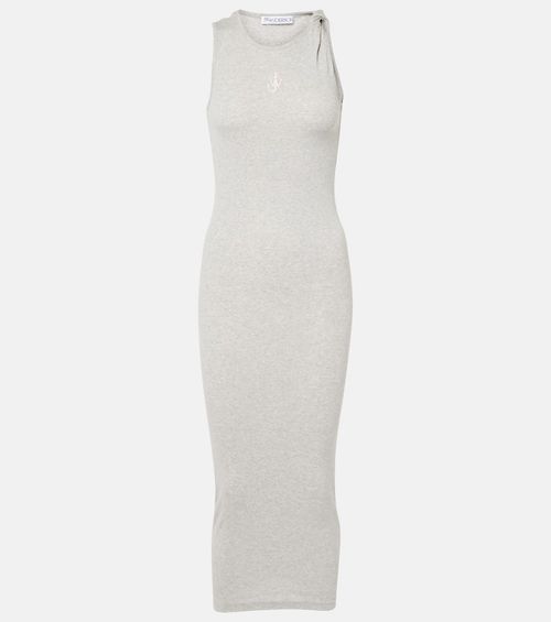 Logo embroidered cotton jersey maxi dress