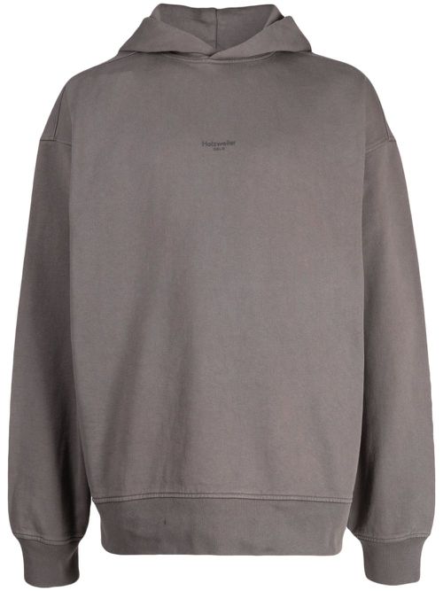 Logo-print recycled cotton hoodie - Grey