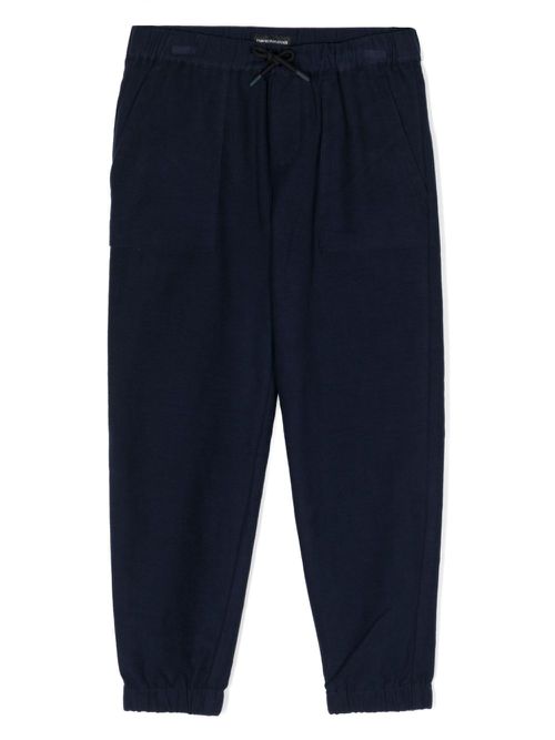Logo-plaque drawstring-waistband trousers - Blue
