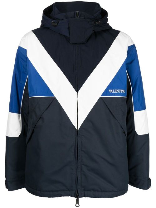 Logo-print zip-up jacket - Blue