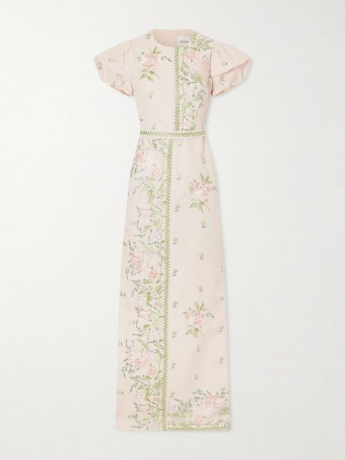 Floral-embroidered Cotton-faille Gown - Pink