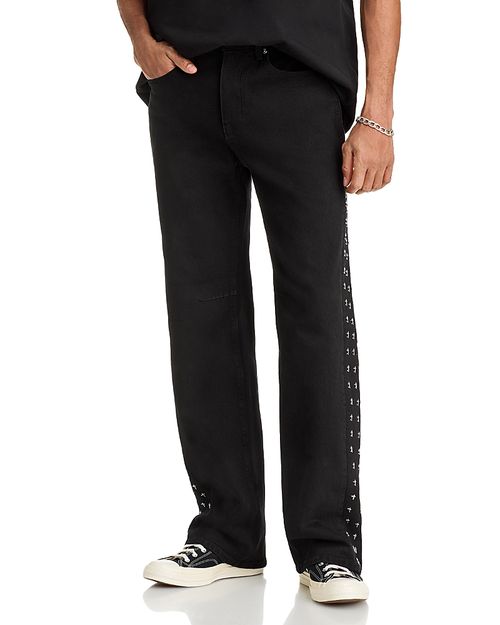 Straight Fit Zed Cross Panel Jeans in Black