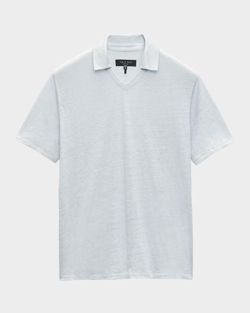 Men's Linen Johnny Collar Polo Shirt