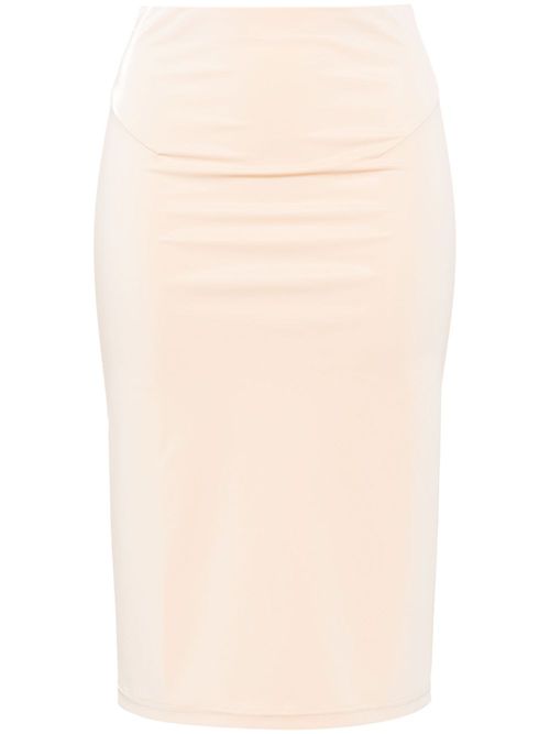 Faux-leather pencil midi skirt - Neutrals