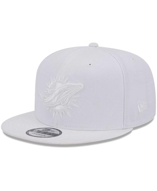 Men's Miami Dolphins Main White on White 9FIFTY Snapback Hat - White