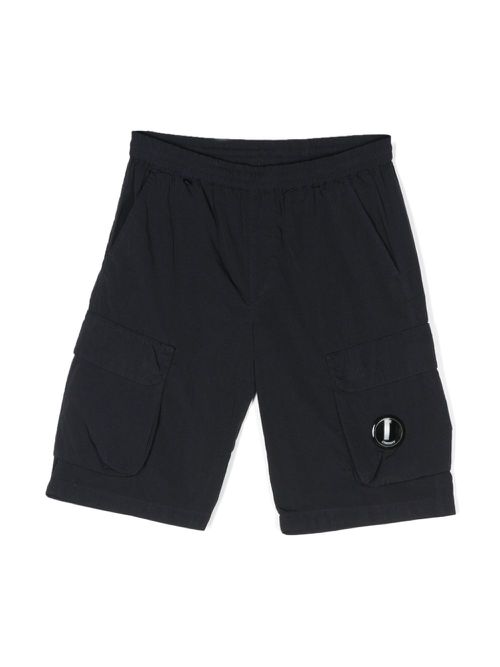 Lens-detail cargo-pockets shorts - Blue