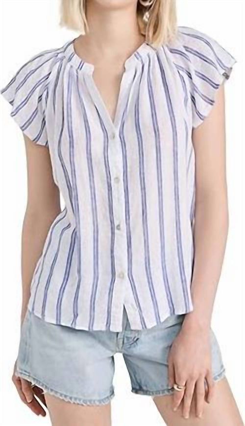 Women's Alena Linen Blouse In Villa Stripe