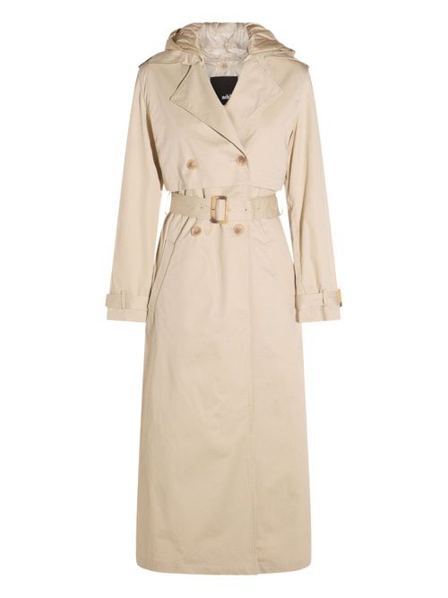 Add hooded belted trench coat - Neutrals