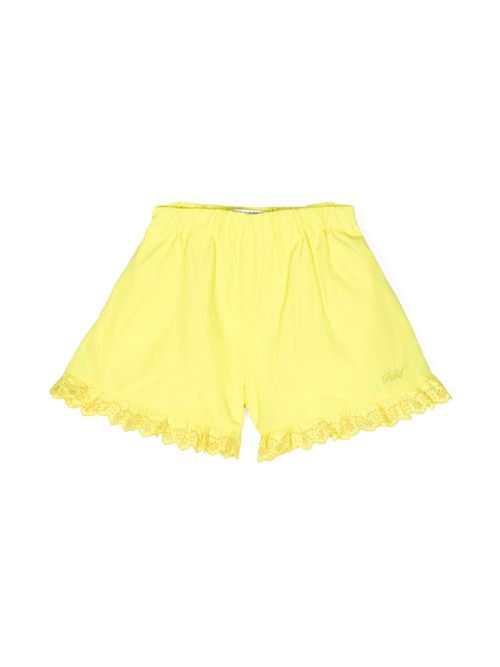 Broderie anglaise-trim shorts - Yellow