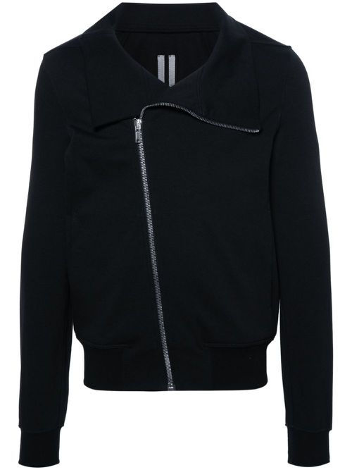 Off-centre-fastening zipped sweatshirt - Black