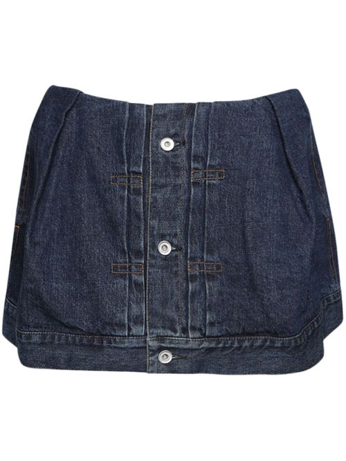 Mid-rise denim skort - Blue