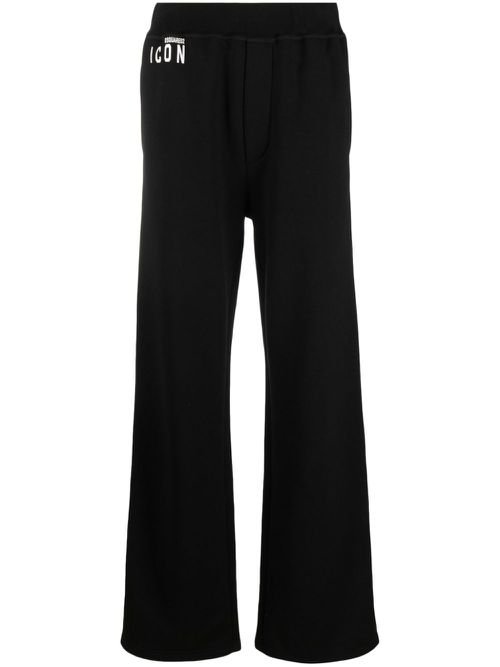 Icon print cotton track pants - Black