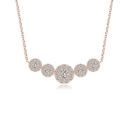 Angara 0.32 Carat Graduated Five Stone Diamond Halo Necklace in 14K Rose Gold