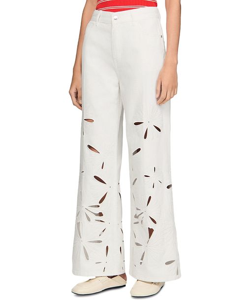 Flo High Rise Wide Leg Embroidered Pants