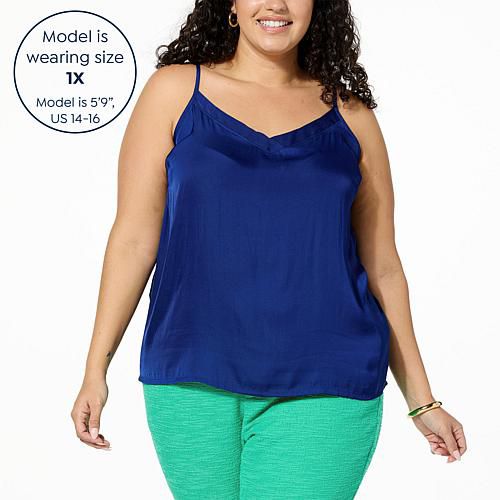 2-pack Woven Satin Camisole - Capri Blue/Ivory