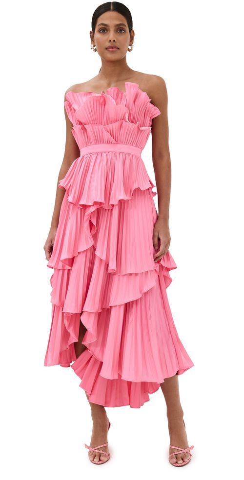 Judah Scallop Pleated Dress Calla Lily