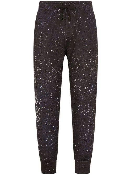 GooDGame-print drawstring track pants - Brown