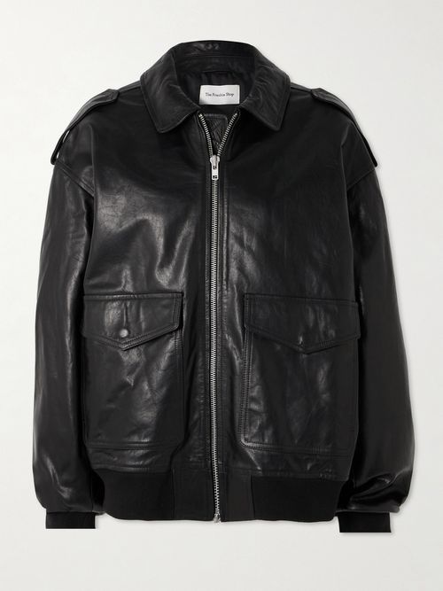 Viper Oversized Leather Jacket - Black