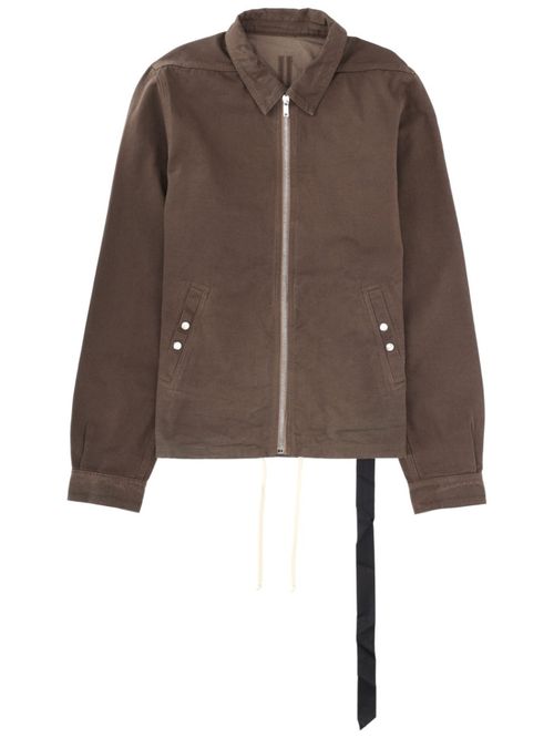 Brown Solid Shirt Collar Jacket