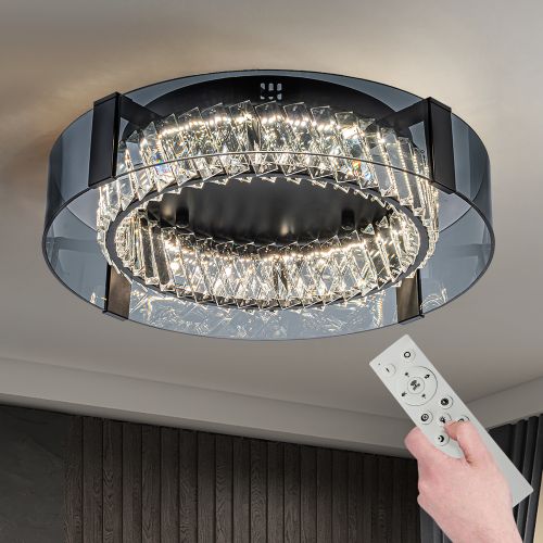 600mm Crystal Dimmable Ceiling Lights 3 Modes LED Flush Mount Light with Remote Contro