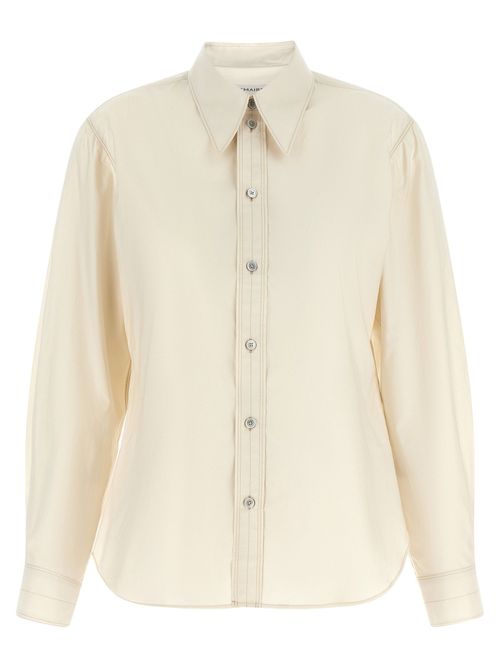 Pointed Collar Cotton-Silk Shirt — cream