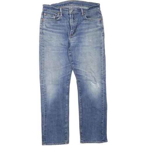 LEVI'S 513 Mens Jeans Blue Regular Straight Denim Medium W33 L30 Distressed Zip