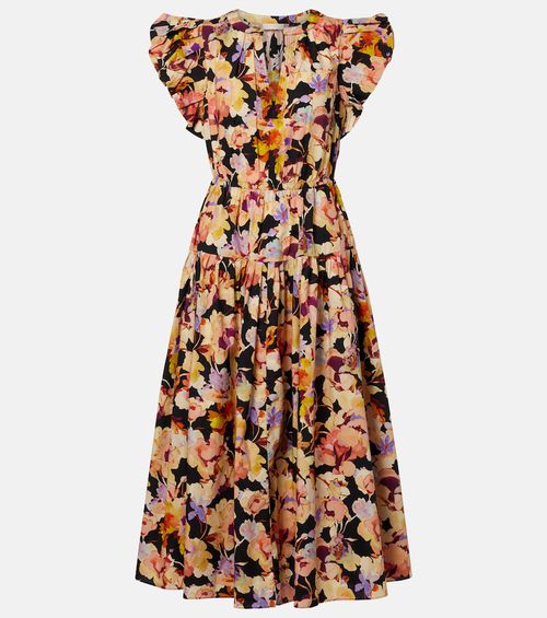 Marin floral cotton poplin midi dress