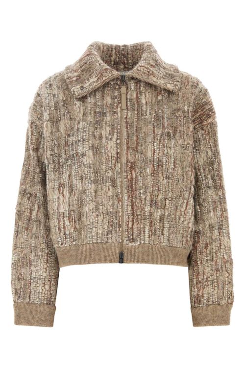 Mohair Blend Bomber Jacket — Beige