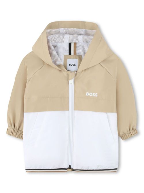 Logo-print hooded windbreaker - Neutrals