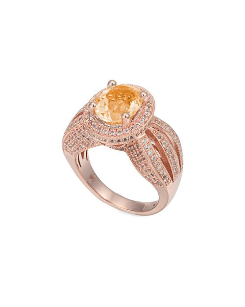 Silver 4.25 ct. tw. Citrine & White Topaz Ring