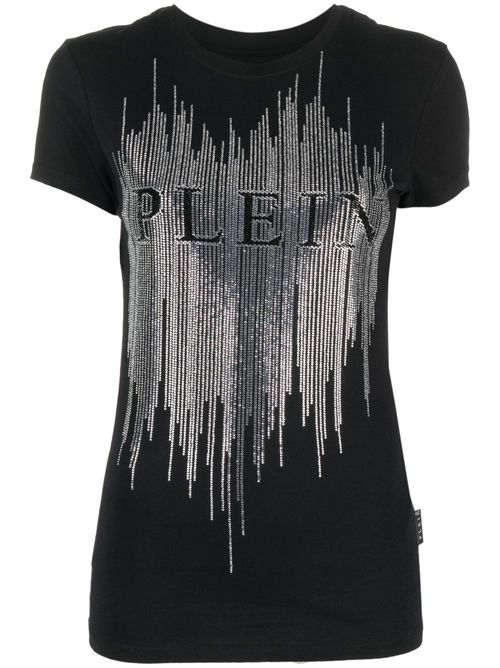 Crystal-embellished logo T-shirt - Black