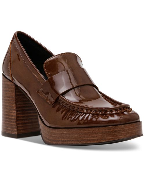 Women's Munday Platform High-Heel Loafer Pumps - Camel Patent