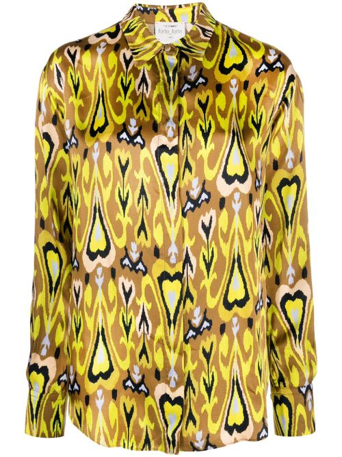 Heart-print satin shirt - Yellow