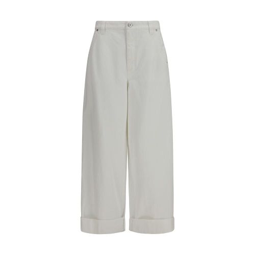 Wide-Leg Cotton Trousers — White
