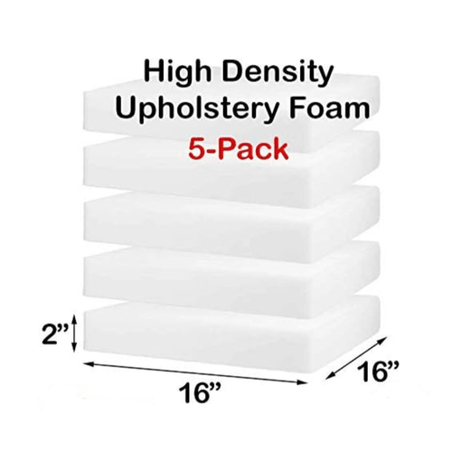 TEMU 5-pack 2" X 16" X 16" High Density Upholstery Foam, Chair Cushion Square Foam For Dining Chairs, Rocking Chair, Car Seats, Patio Seat Pad