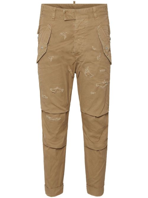 Distressed straight-leg trousers - Brown