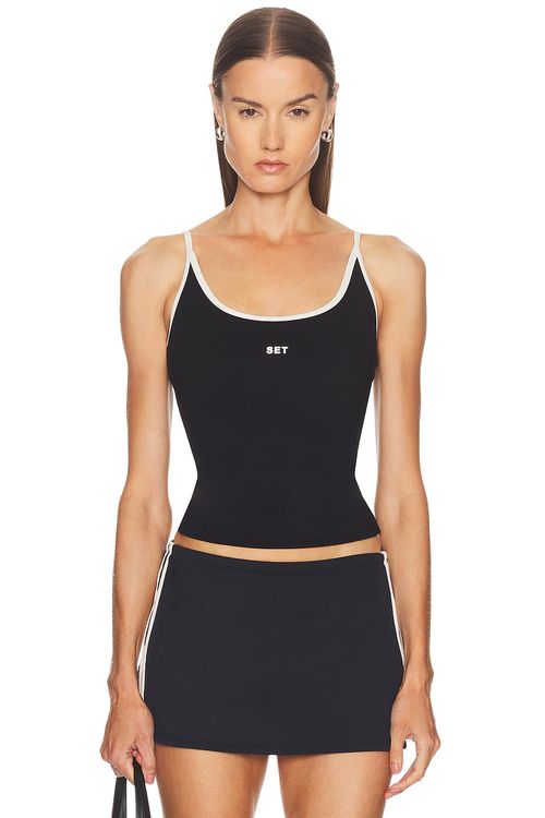 SET Active Sportbody Sporty U Tank Top in Black