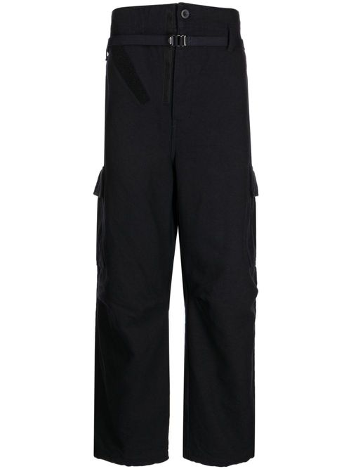 Cargo-pocket cotton-blend wide-leg trousers - Blue