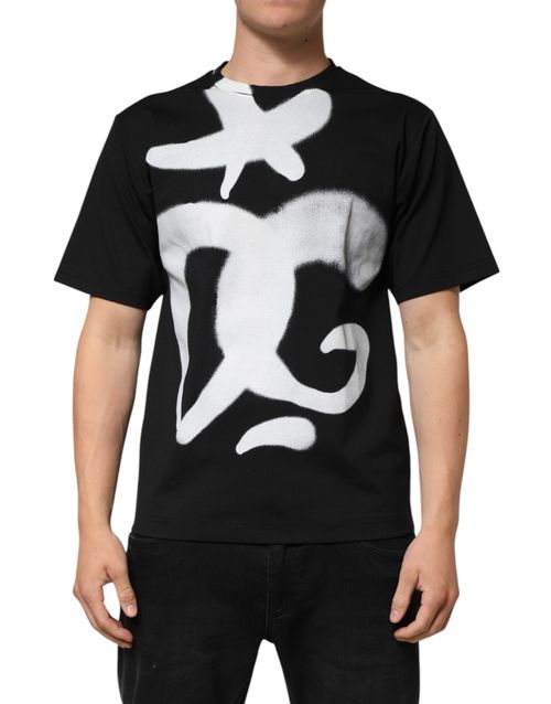 Graffiti Logo Print T-Shirt — Black