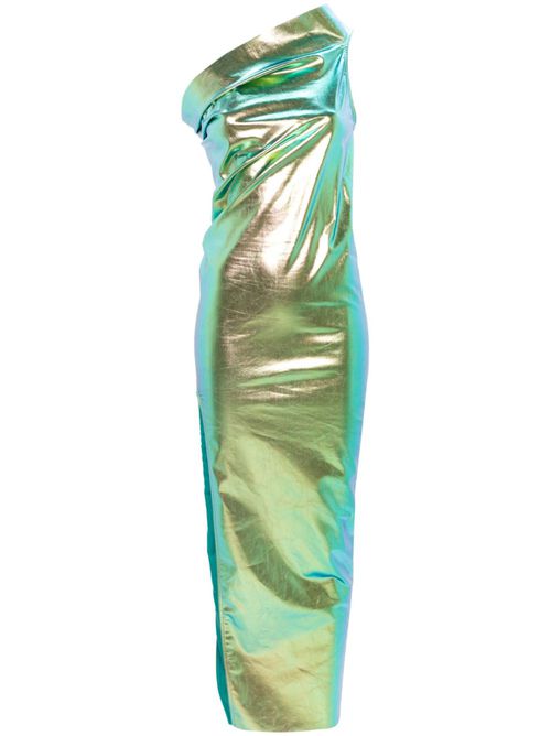 Athena iridescent-effect one-shoulder gown - Green