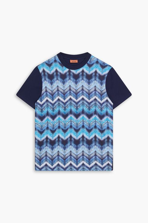 Printed cotton-jersey T-shirt - Blue - S