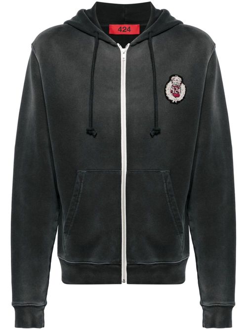 Appliqué-logo cotton hoodie - Grey
