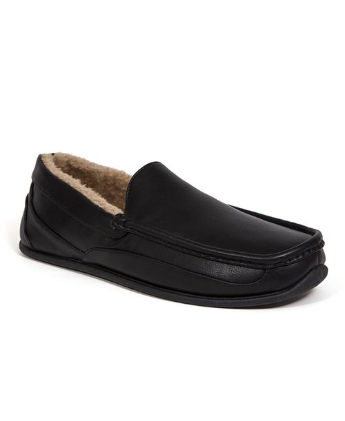 Slipperooz Men's Spun Indoor Outdoor S.u.p.r.o. Sock Cozy Moccasin Slipper - Black