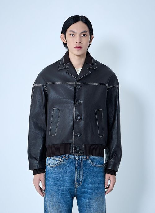 Leather Button-up Jacket