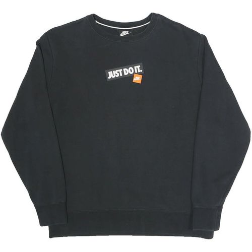 NIKE Mens Black Sweatshirt Just Do It S Cotton Blend Crew Neck Long Sleeve