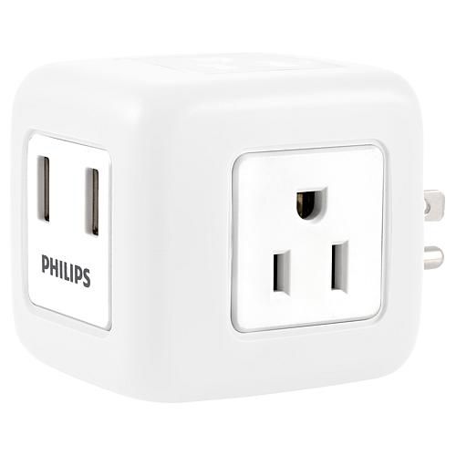 Cube 3 AC  2 USB Outlets w/Surge Protection 2-pack